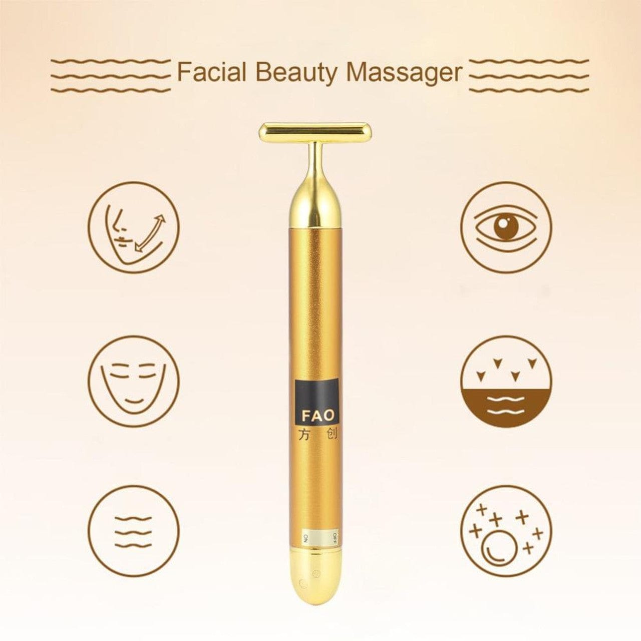 24K Gold Energy Beauty Bar Electric Facial Massage Roller