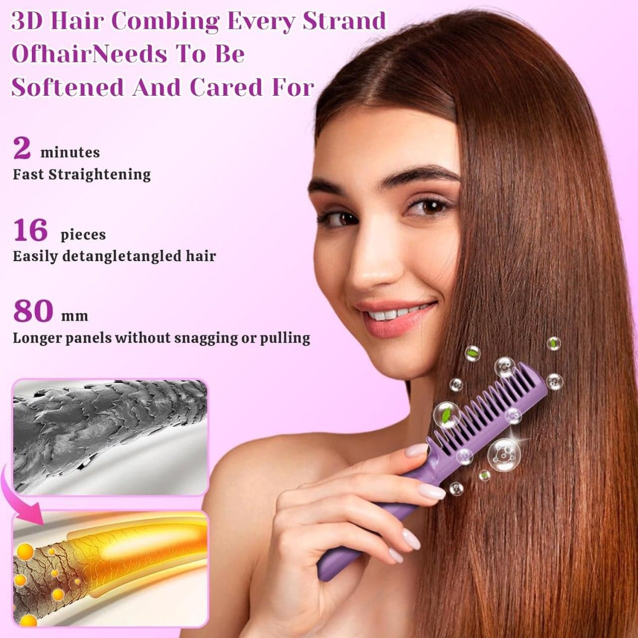 Rechargeable Portable Cordless Mini Hair Straightener Brush