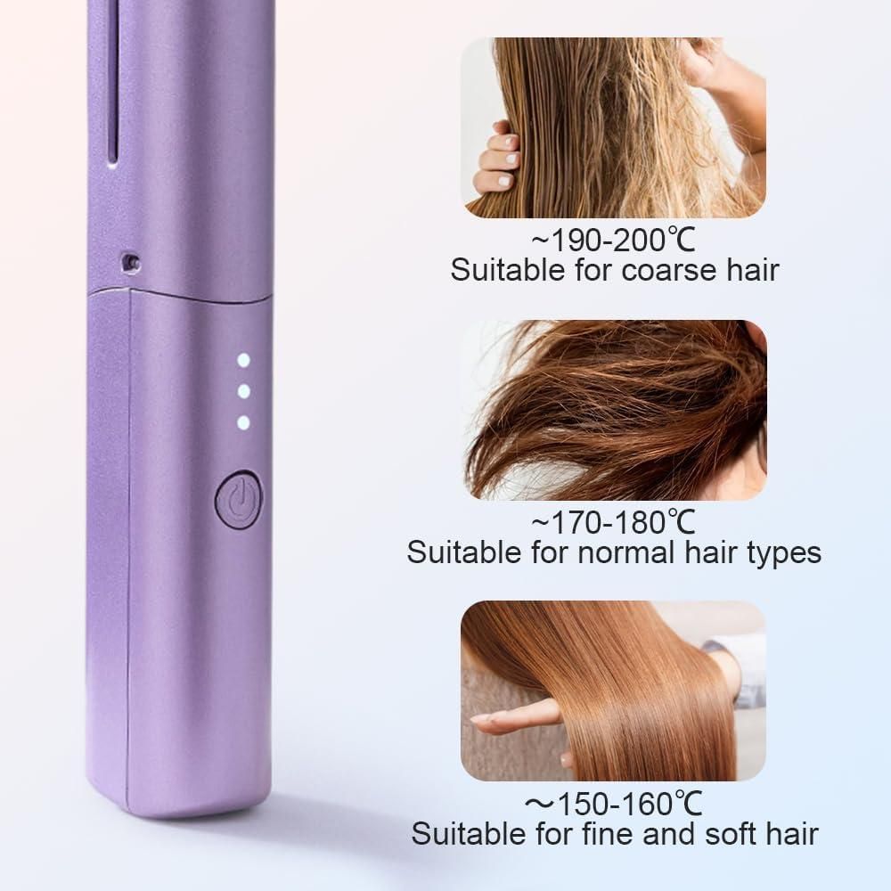 Rechargeable Portable Cordless Mini Hair Straightener Brush