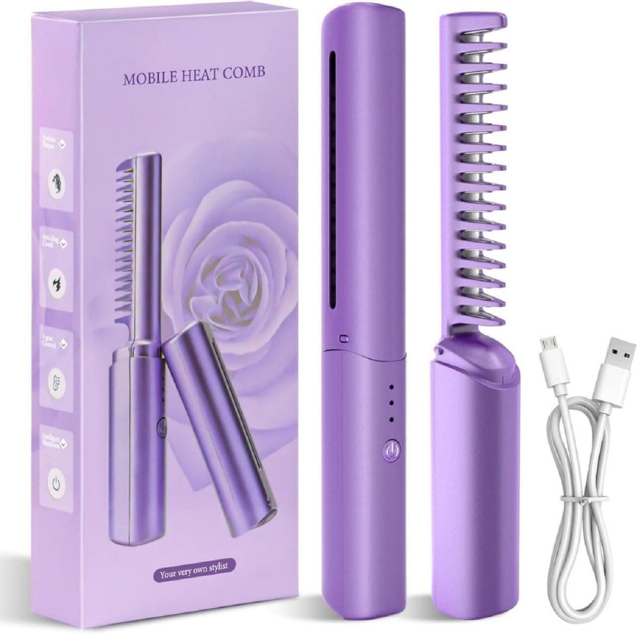 Rechargeable Portable Cordless Mini Hair Straightener Brush